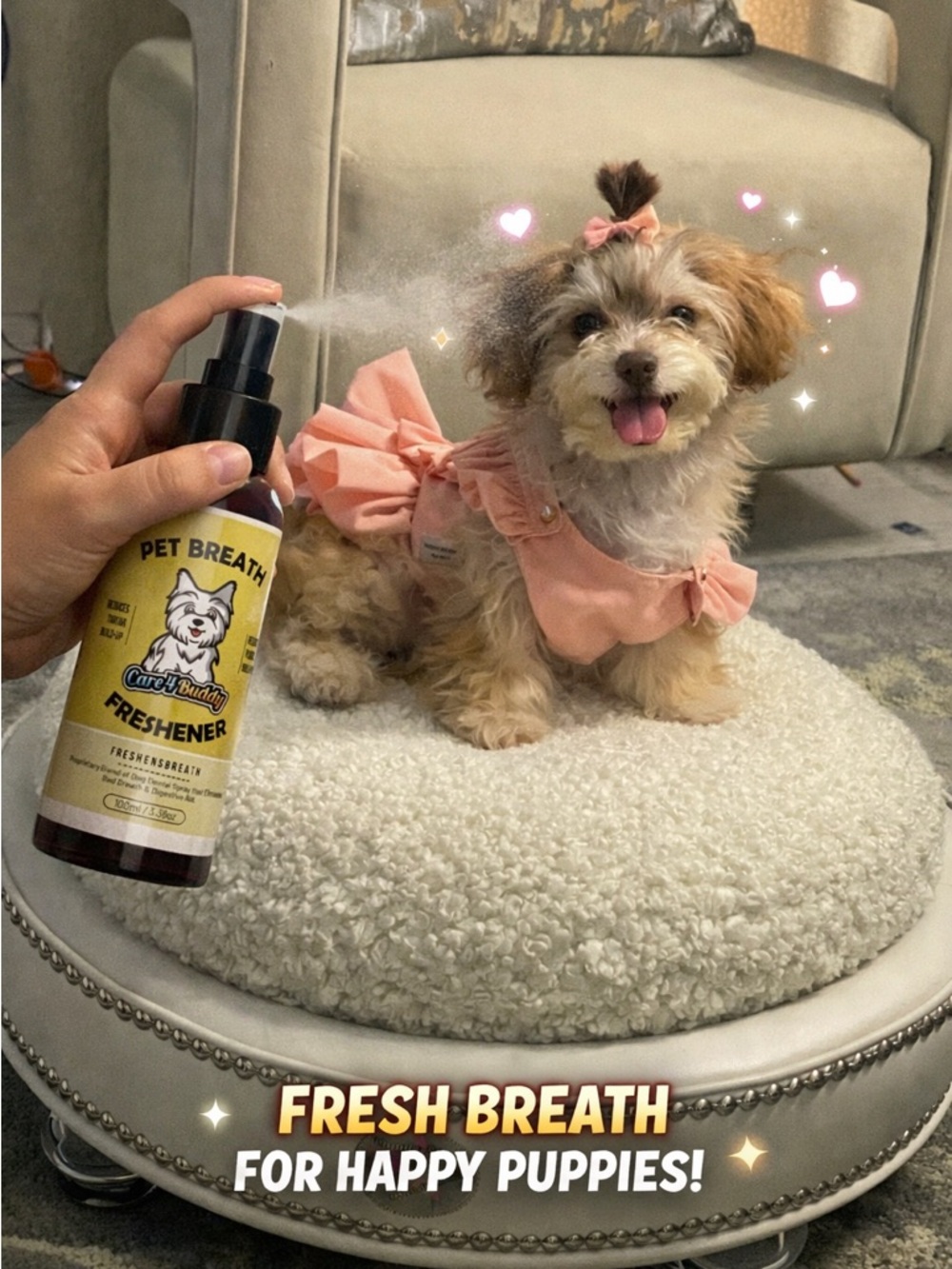 Dog Bad Breath Spray Instant Odor Eliminator Puppy Safe Oral Care Freshens Fast